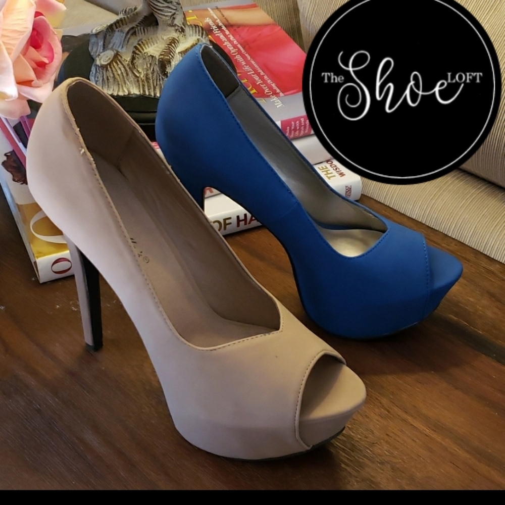 Jen Faux Suede Open Toe Platform Pumps